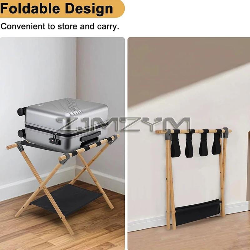 Porte-bagages pliant T1 avec étagère de rangement, support de valise, pour chambre d'amis, hôtel, ch