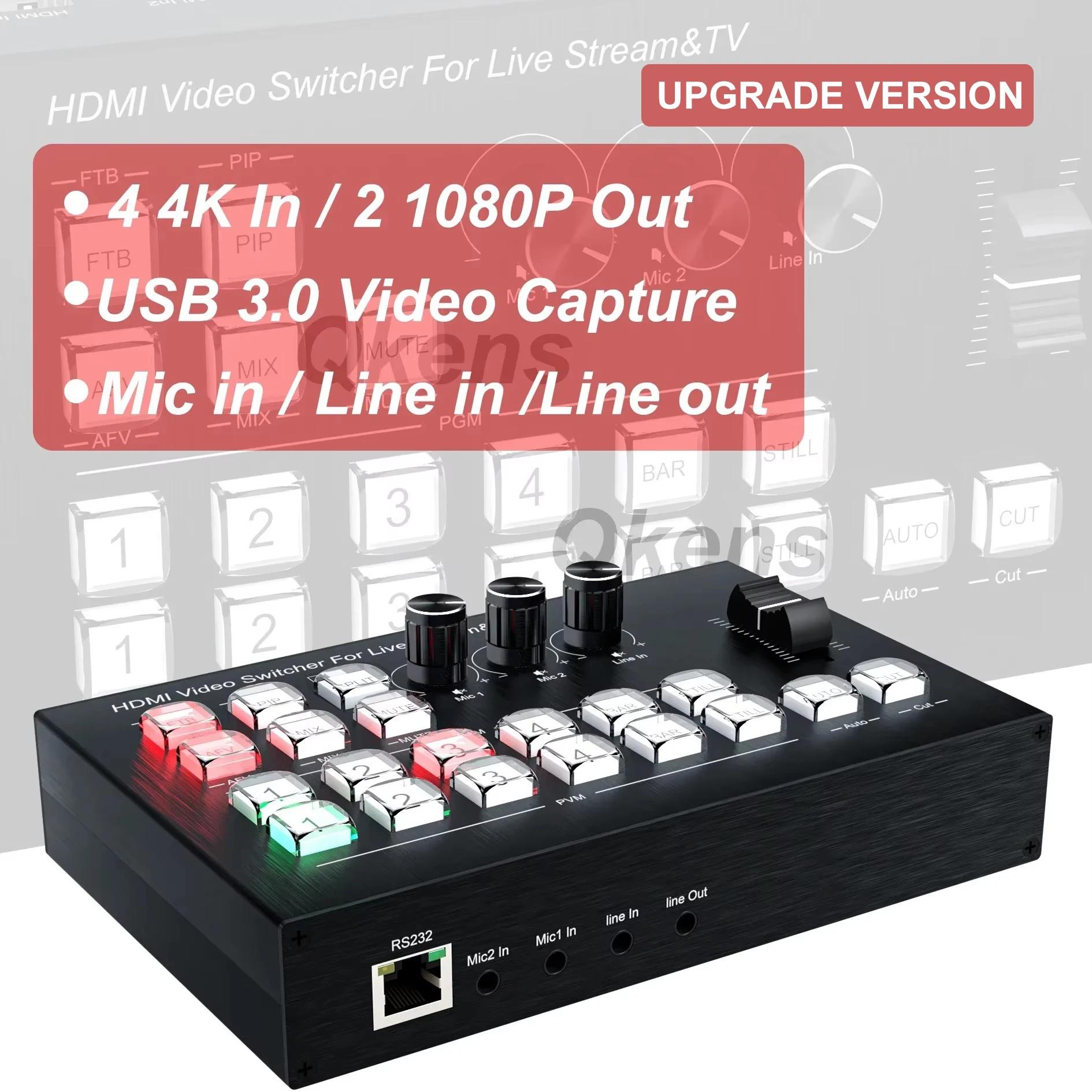 Commutateur multi-caméra vidéo HDMI 4K, 4 canaux, pour diffusion en direct, Production en Streaming,