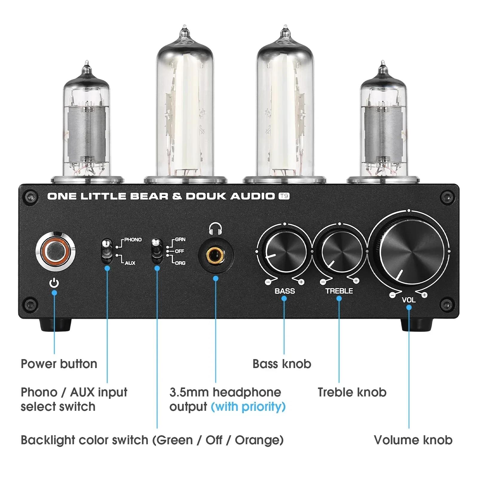 Douk Audio T9 Mini 6E2 préamplificateur à Tube sous vide Audio stéréo MM/MC Phono scène platine préa