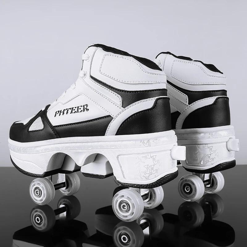 Chaussures de course pour garçons et filles, édition étudiante à quatre roues, chaussures de patinag