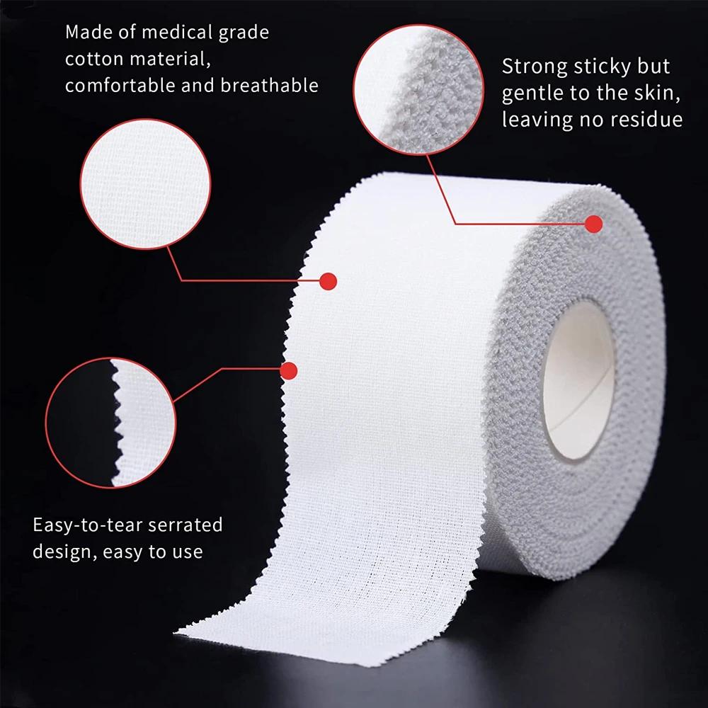 1 rouleau de ruban athlétique en coton blanc, bande adhésive de sport, Bandage élastique, genou, poi