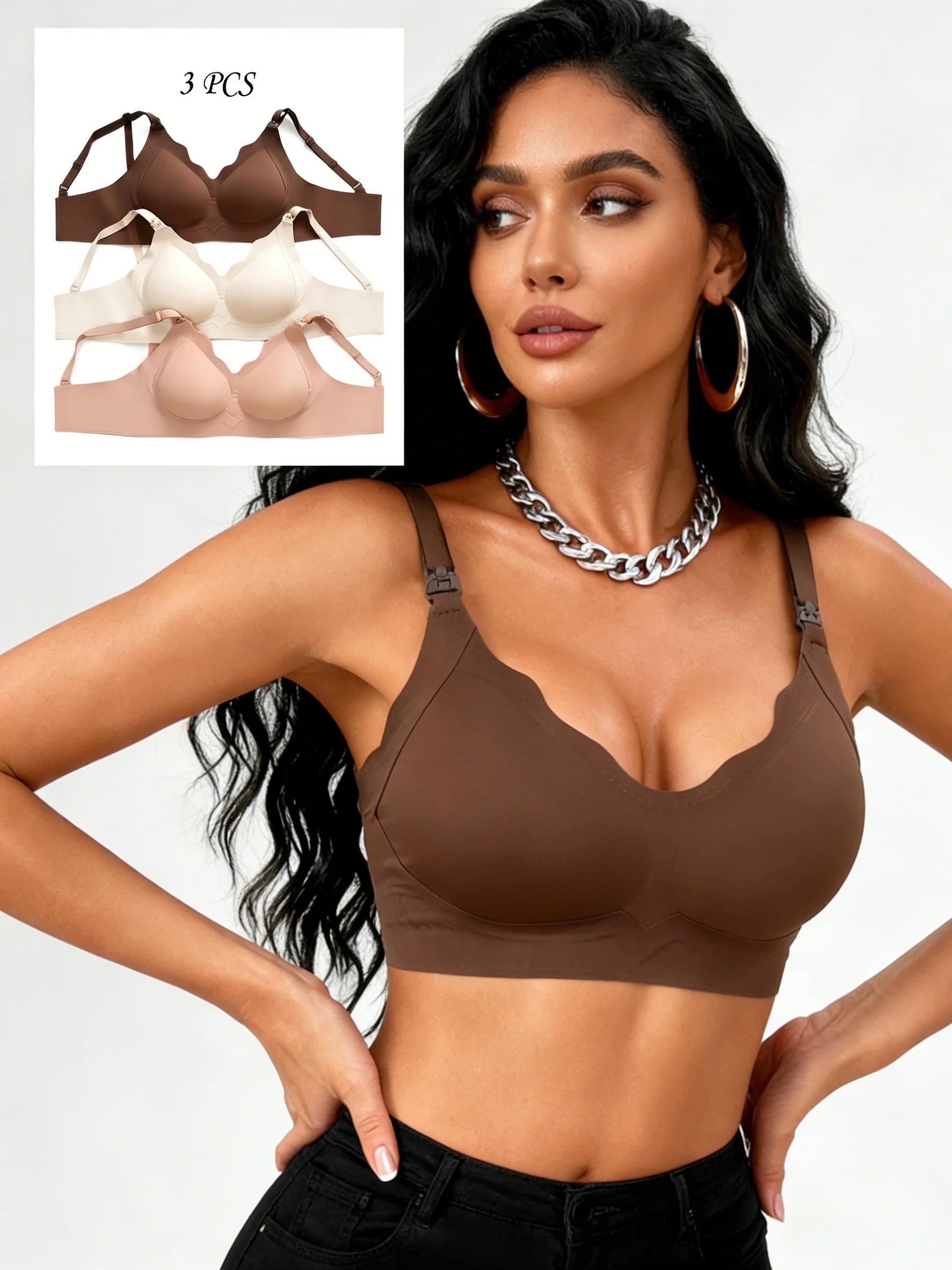 Soutien-gorge d'allaitement de nouveau style, 3 pièces, avec ouverture sur la poitrine et fermeture 