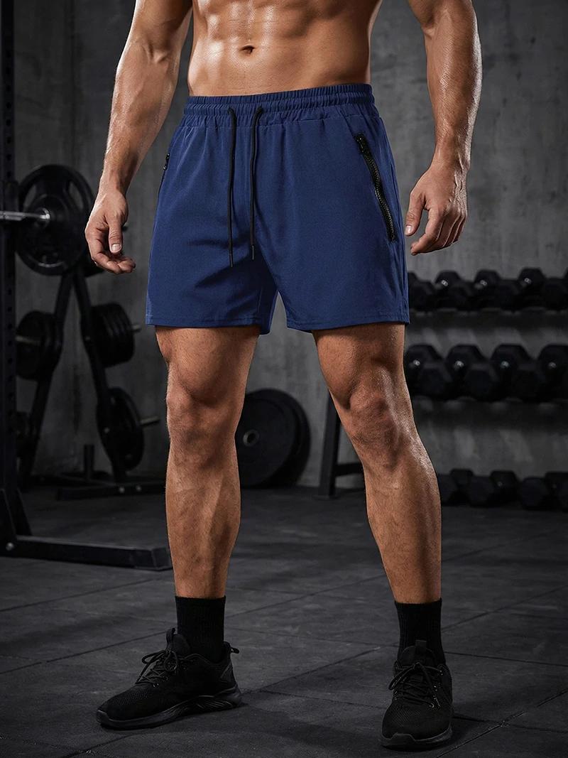 Short de course homme séchage rapide - Poches zippées, extensible, doublure maille, sport été