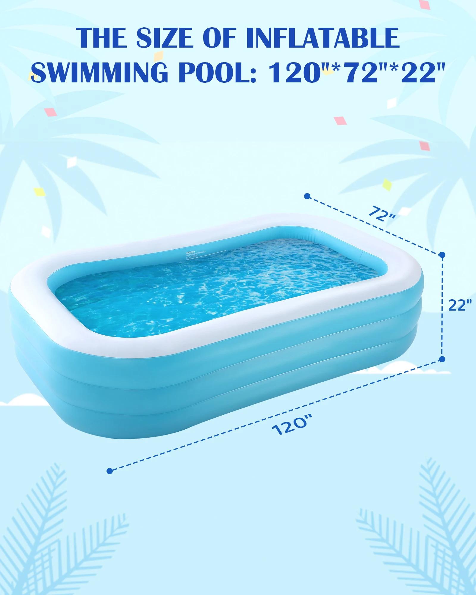 Piscine gonflable 120 × 72 × 22 pouces, centre de natation gonflable pour l'extérieur, l'arrière-cou