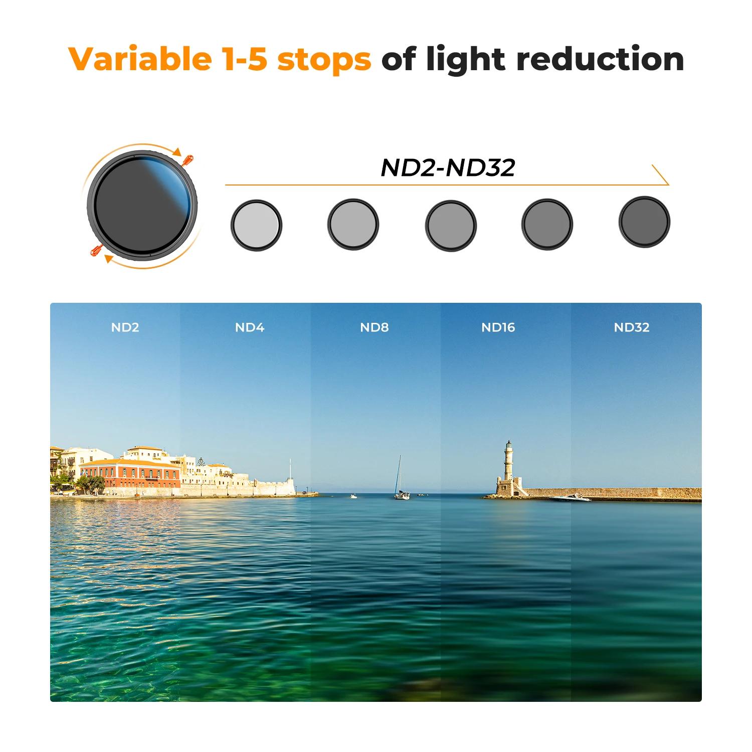 K & F Concept 67mm Variable ND2 ND32 CPL 2in1 filtre multifonction 77mm 82mm filtre série C 37-49mm 