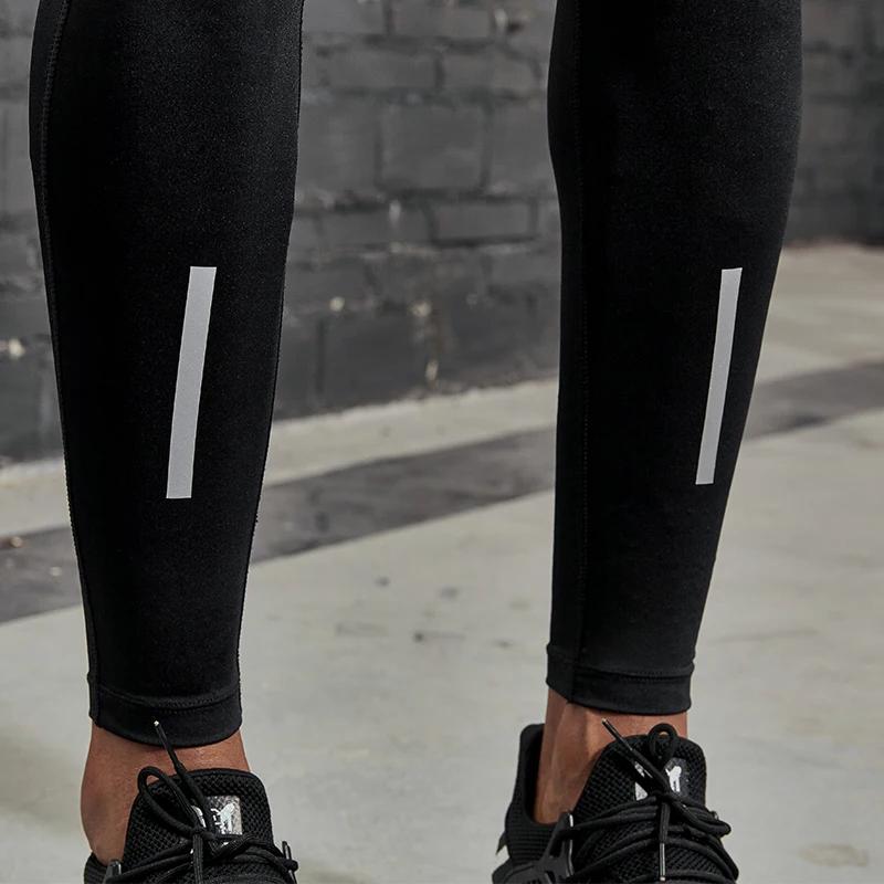 VANSYDICAL pantalons de Compression hommes collants de course avec rayé réfléchissant basket-ball Le