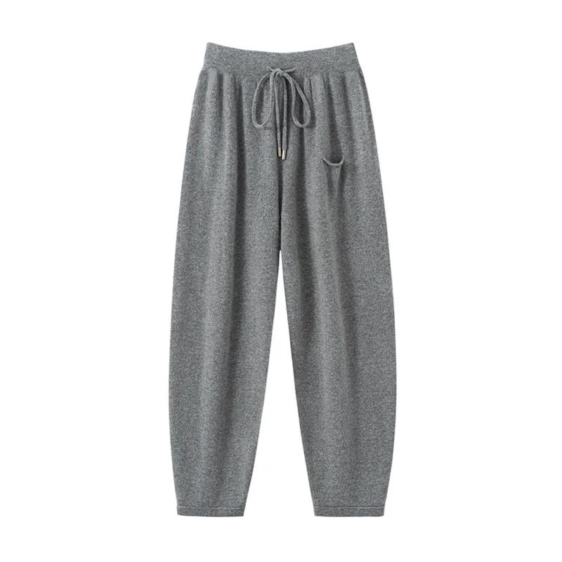 2025 automne hiver femmes 100% cachemire pantalons longs doux confortable taille haute tricoté panta