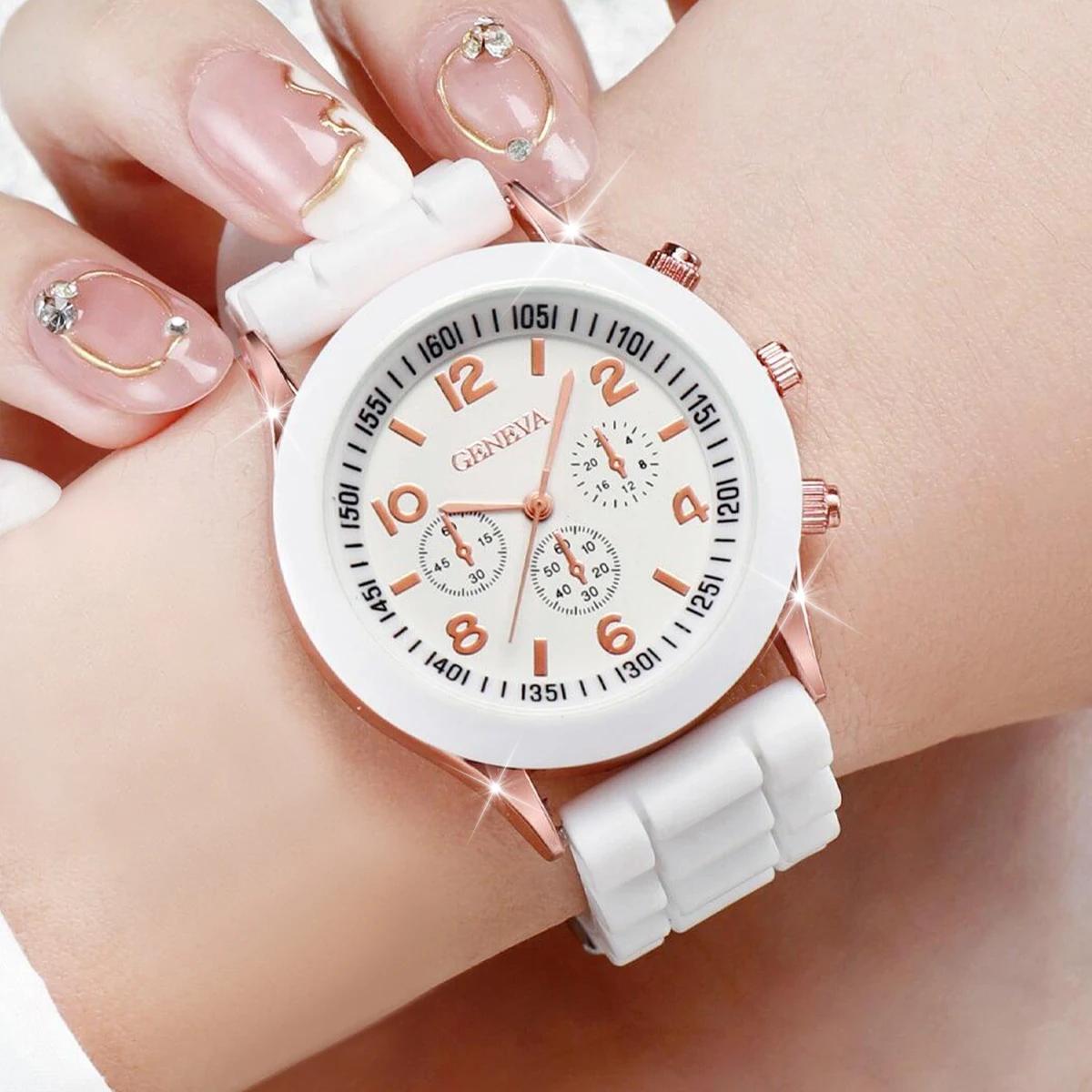 5 pièces montres pour femmes mode bracelet en Silicone ensemble de montre à Quartz analogique (sans 