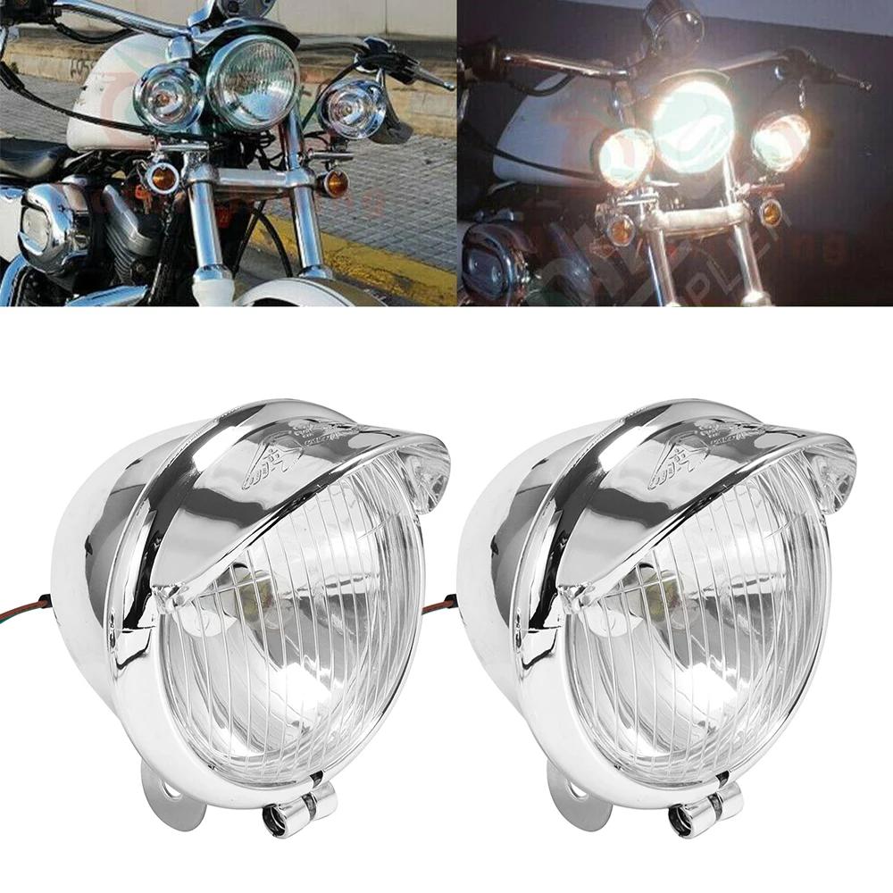 Phares antibrouillard universels chromés pour moto, lampe de sauna, DC 12V, Harley Touring Sportster