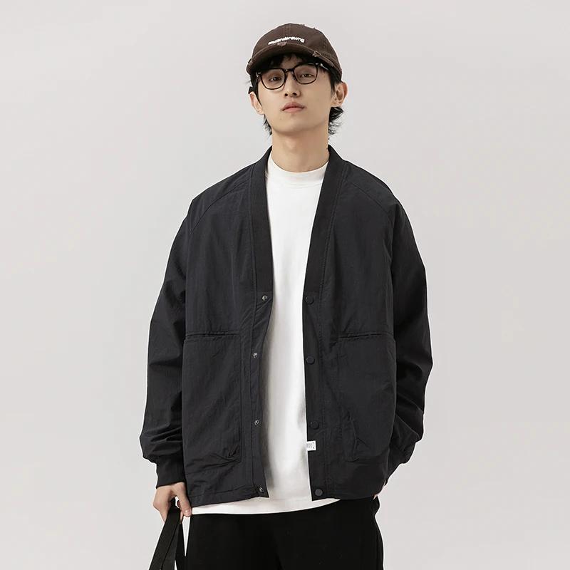 Cityboy-Manteau d'extérieur à col en V pour hommes et femmes, Streetwear, Veste cargo vintage, Veste