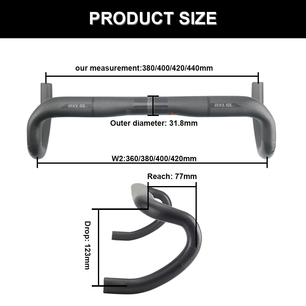 RXL SL-Guidon de vélo de route en carbone, diamètre 31.8mm, UD 256 380/400/420/440mm