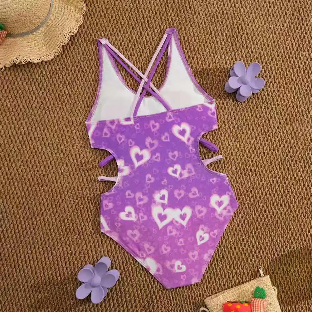 Maillot de bain une pièce imprimé pour filles, rembourré, pour enfants, pour baigneurs, vêtements de