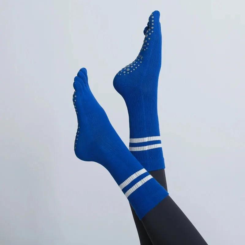 Chaussettes Yoga Femme Mi-Tube Antidérapantes Cinq Doigts Pilates Fitness Danse Ballet Intérieur