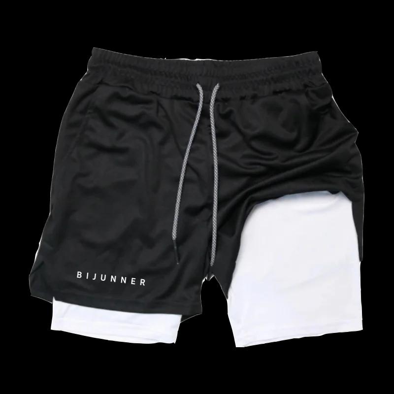 Short de course serré extensible pour hommes, Short de sport 2 en 1, bas d'entraînement, Fitness, Jo