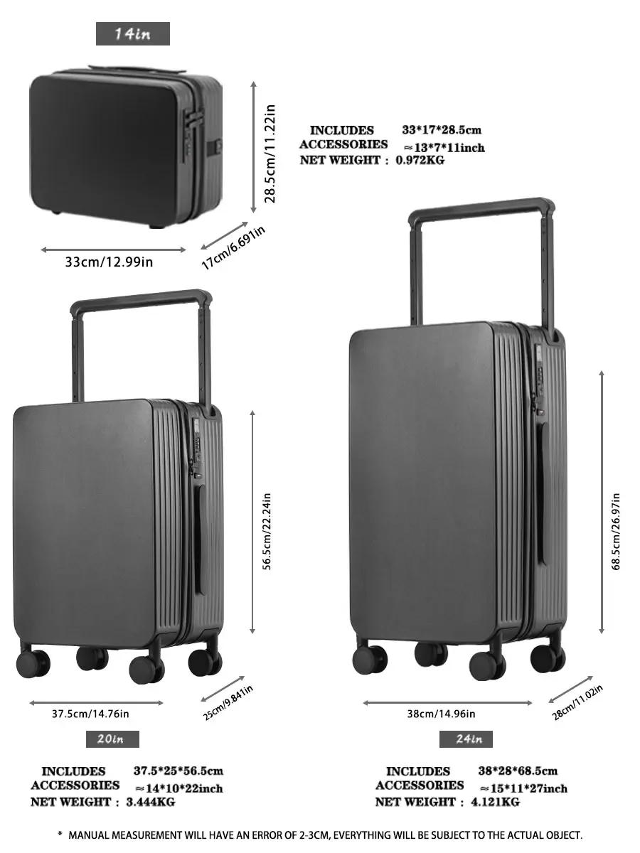 Ensemble de bagages 20+14"24+14" avec USB et porte-gobelet TSA Lock 360 °   Roues crochet de pied su