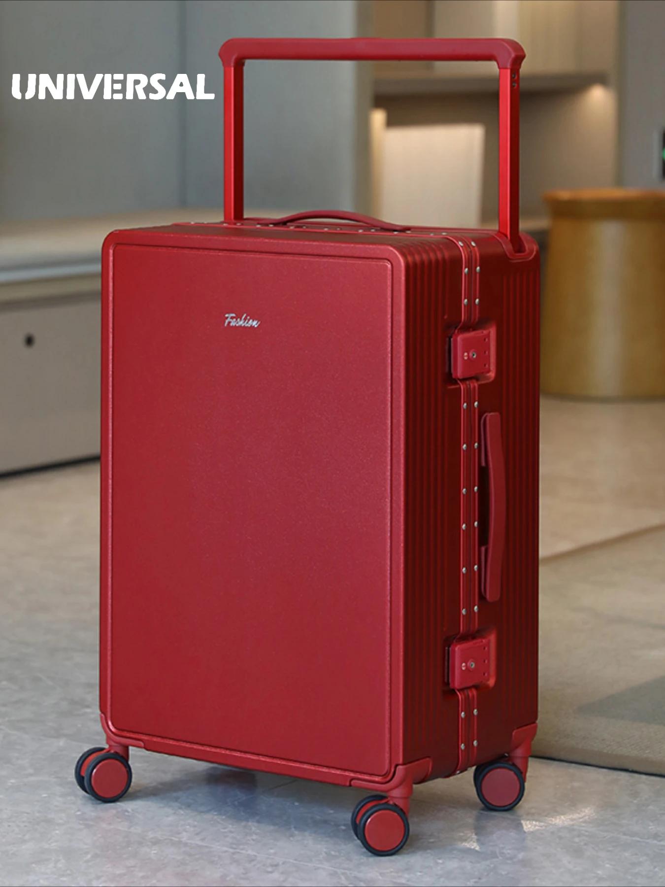 Nouvelle valise de voyage haut de gamme 2026 à poignée télescopique large, avec cadre en aluminium, 