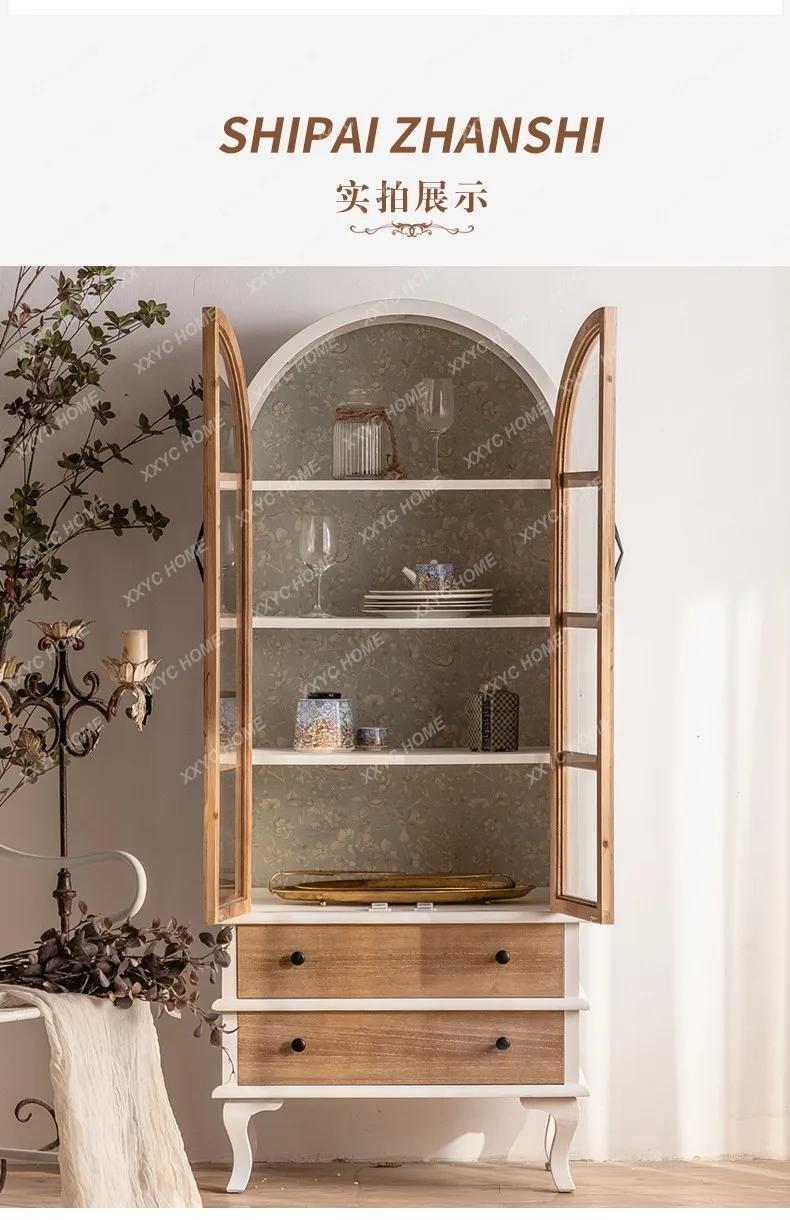 R1 nordique rétro porte en verre buffet armoire à thé salon américain intégré mur armoire à vin bibl