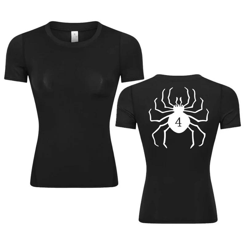 Chemise compression femme imprimé graphique été athlétique manches courtes baselayer séchage rapide