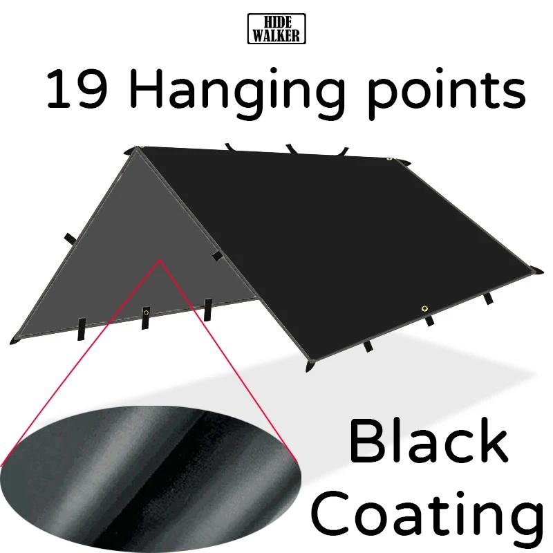 Bâche de revêtement noir imperméable à 19 Points de suspension, bâche de tente de Camping en plein a