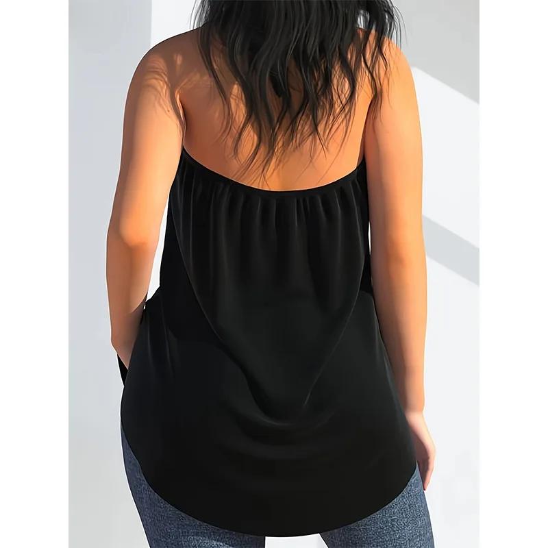 T-shirt sexy pour femmes, grande taille, nouveau modèle d'été, col suspendu, coupe ample, irrégulièr