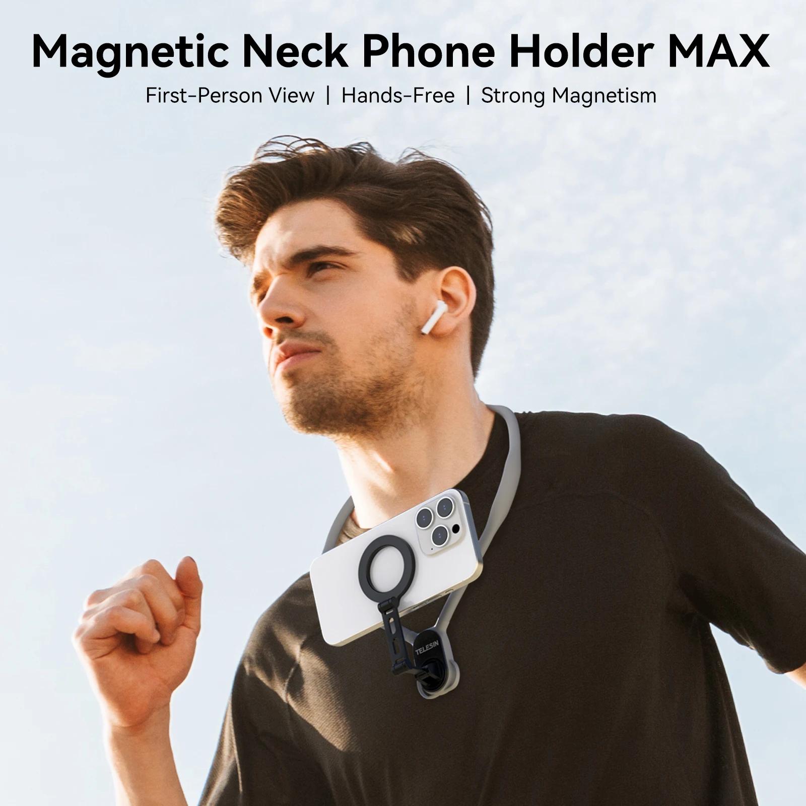 TELESIN Max support de cou magnétique Silicone maintien à dégagement rapide pour Iphone 15 14 13 12 