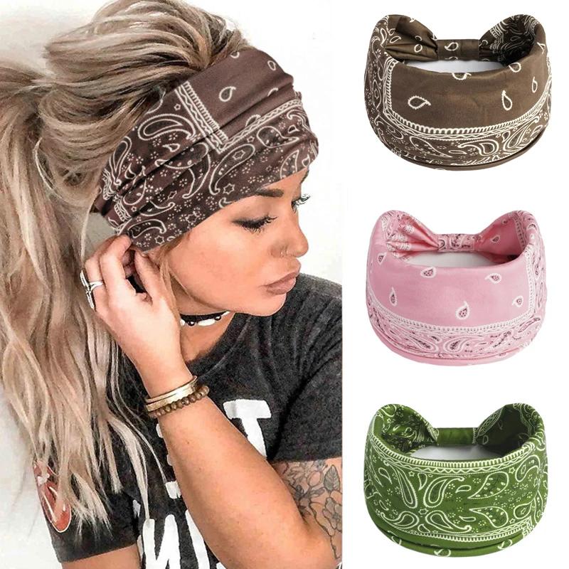 Bandeaux élastiques larges pour femmes - Style boho college pour yoga et sauna