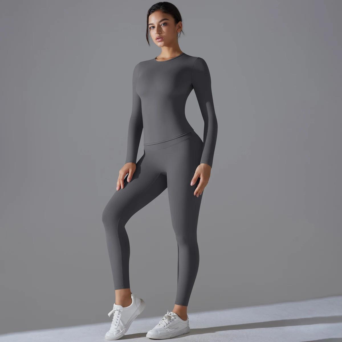 Costume de Yoga ensemble de sport manches respirant extensible GYM Yoga mince Fitness haut actif res