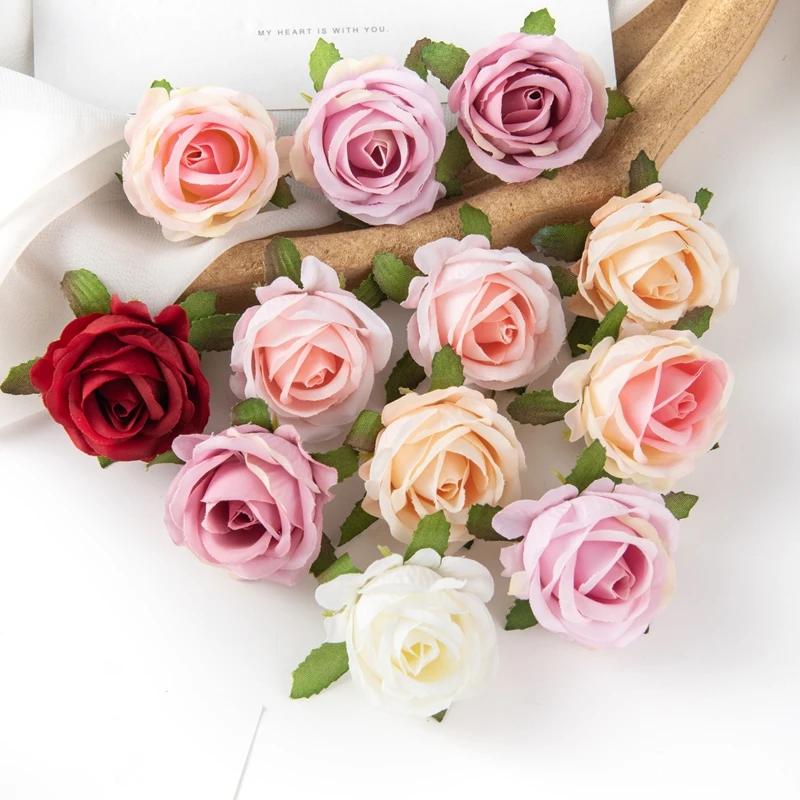 100 pièces fleurs artificielles bricolage boîte à bonbons gâteau décor à la maison couronnes décorat
