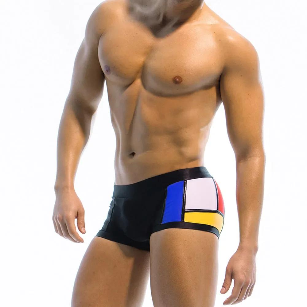Maillots de bain pour hommes, slip de bain, Boxer, bloc de couleurs, short de Surf, short à jambes c