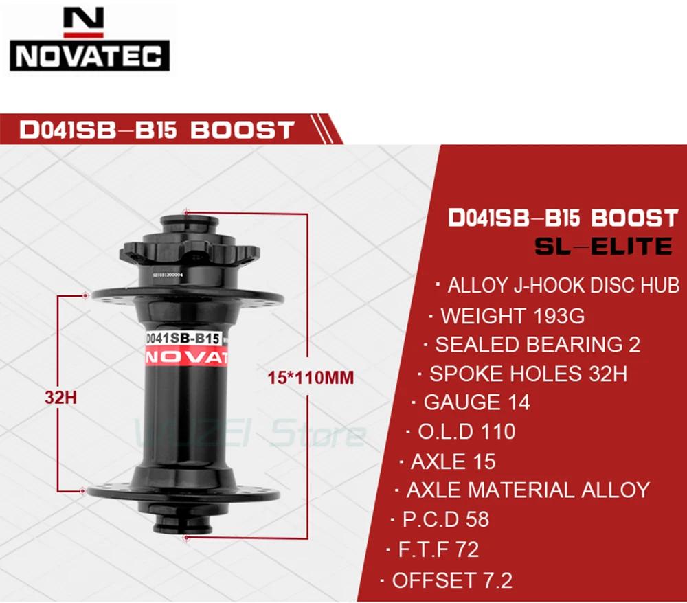 Moyeu Novatec Boost D041SB-15 moyeu avant vtt 15x110mm 32 trous à travers