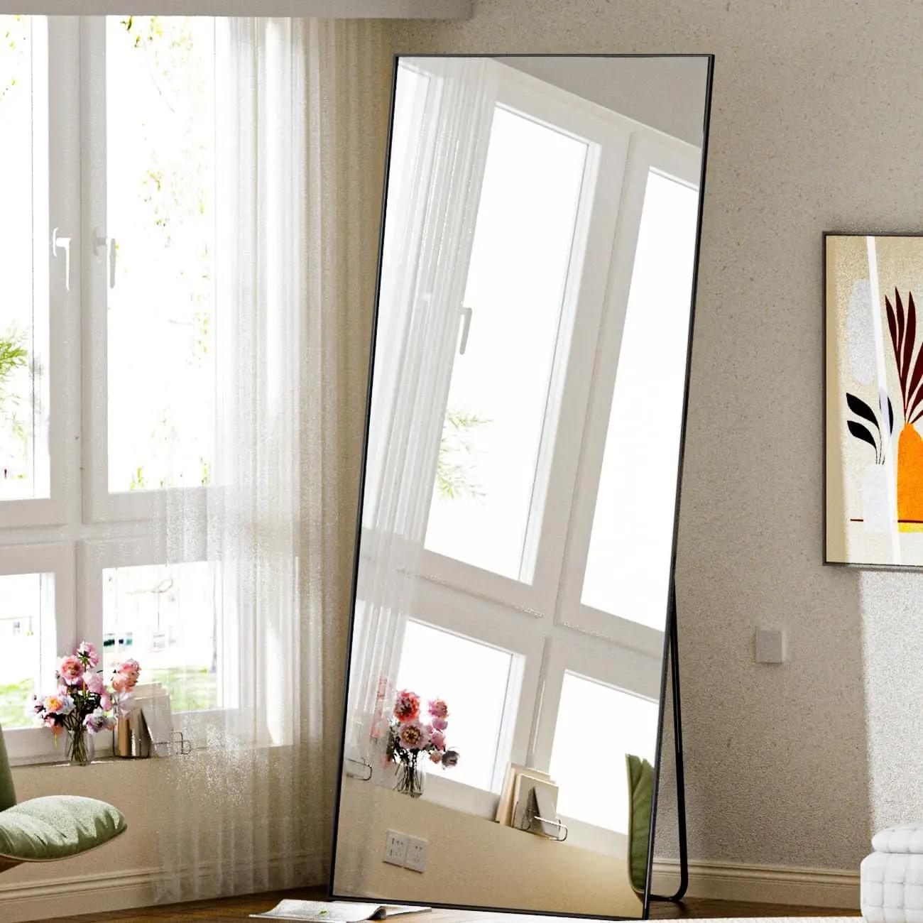 Miroir pleine longueur, 71 "x 26" sur pied suspendu ou penché contre le mur miroirs de sol Dressing 
