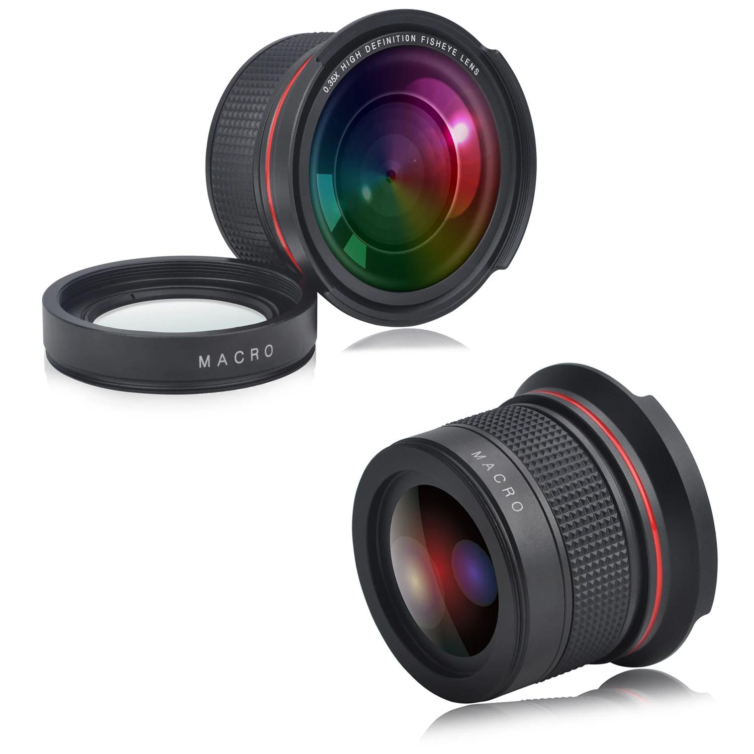Objectif fisheye grand angle HD, 52mm 0,35x, avec partie Partenaires, pour reflex numérique Nikon D7