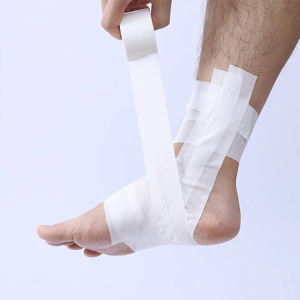 1 rouleau de ruban athlétique en coton blanc, bande adhésive de sport, Bandage élastique, genou, poi