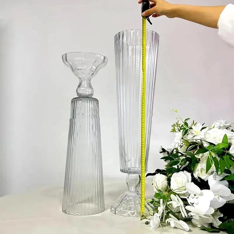 Bougeoirs sur pied en verre de table en cristal de 70cm de haut, 4 à 10 pièces, grands candélabres e