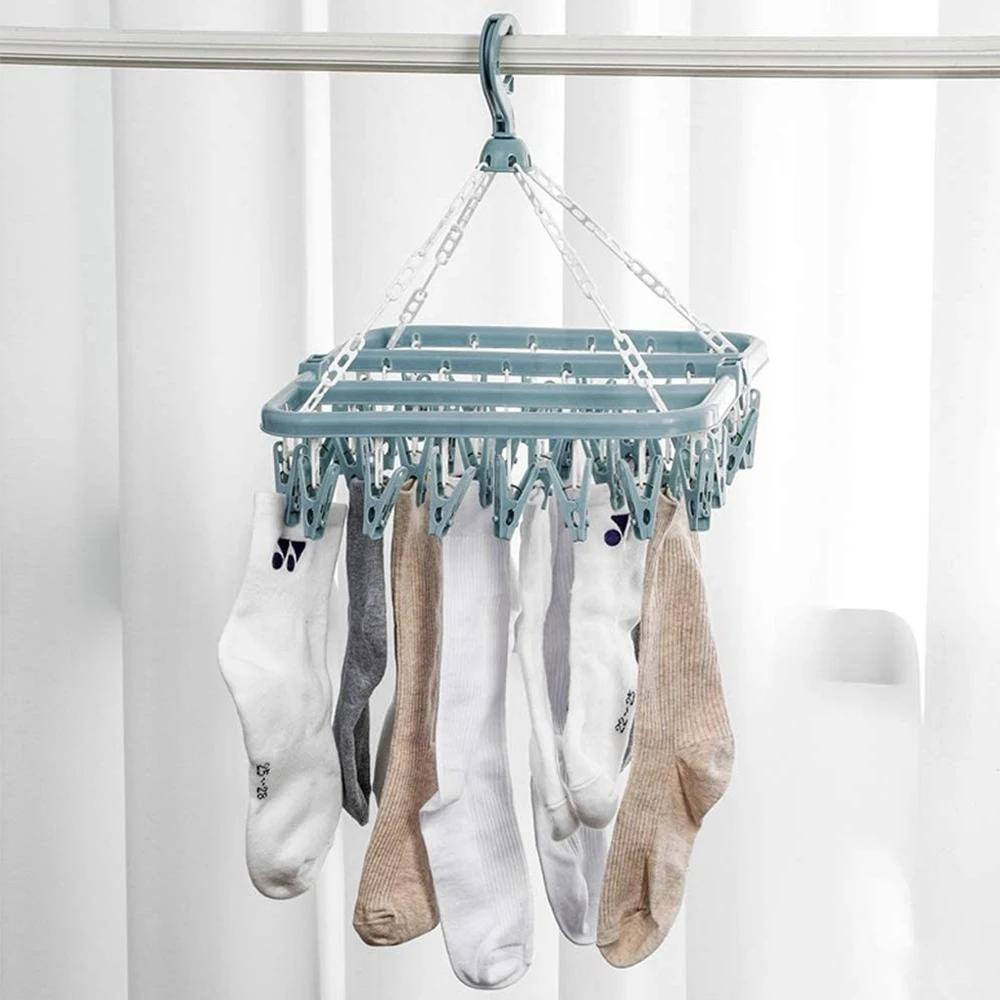 Cintre de séchage de vêtements avec 32 Clips/8 Clips chaussettes séchage de sous-vêtements support d