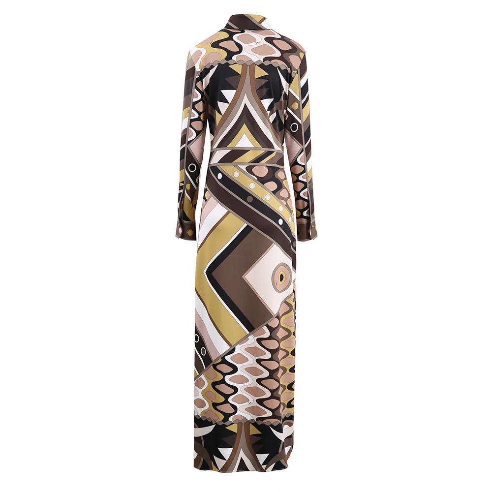Femmes Vintage robes élégantes revers à manches longues taille haute jupe 2025 printemps automne nou