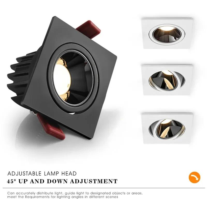 Plafond LED encastré 24W 10W simple/Double tête LED spots CREE COB Anti-éblouissement Downlight pour