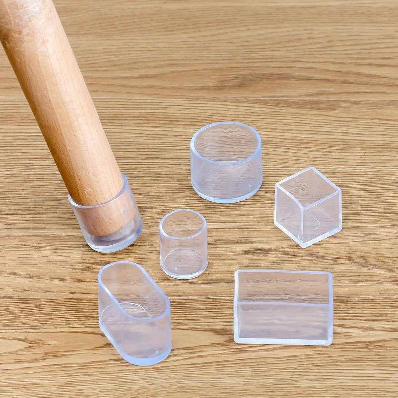 Chaussettes en silicone transparentes pour pieds de chaise, couvre-pieds carrés pour table et sol, c
