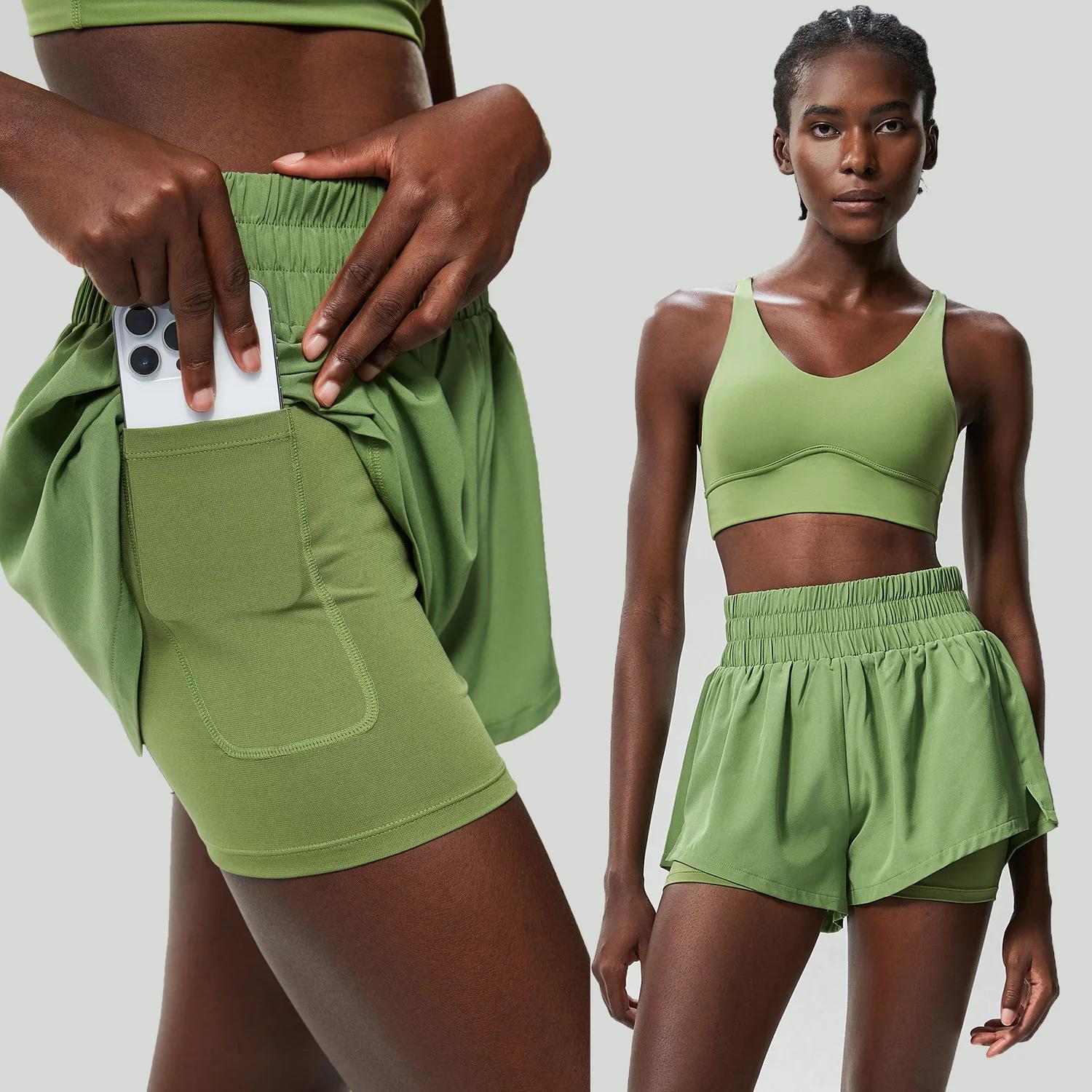 Costume de course en plein air pour femmes, vêtements de sport courts respirants à séchage rapide, e