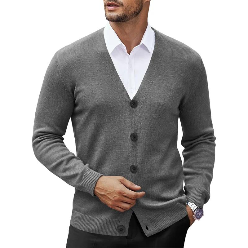 Nouveaux hommes col en V Cardigan Sweatcoats décontracté léger boutonné tricoté Cardigan pull en ple