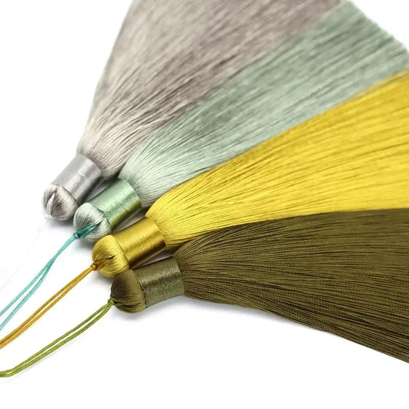 Glands en soie avec corde suspendue de 12cm, 1 pièce, garniture de pompon de couture, glands de clé 