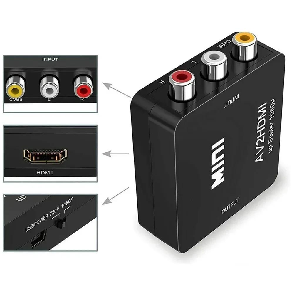HD 1080P RCA AV vers HDMI convertisseur Mini AV vers HDMI RCA Composite CVBS adaptateur Audio vidéo 