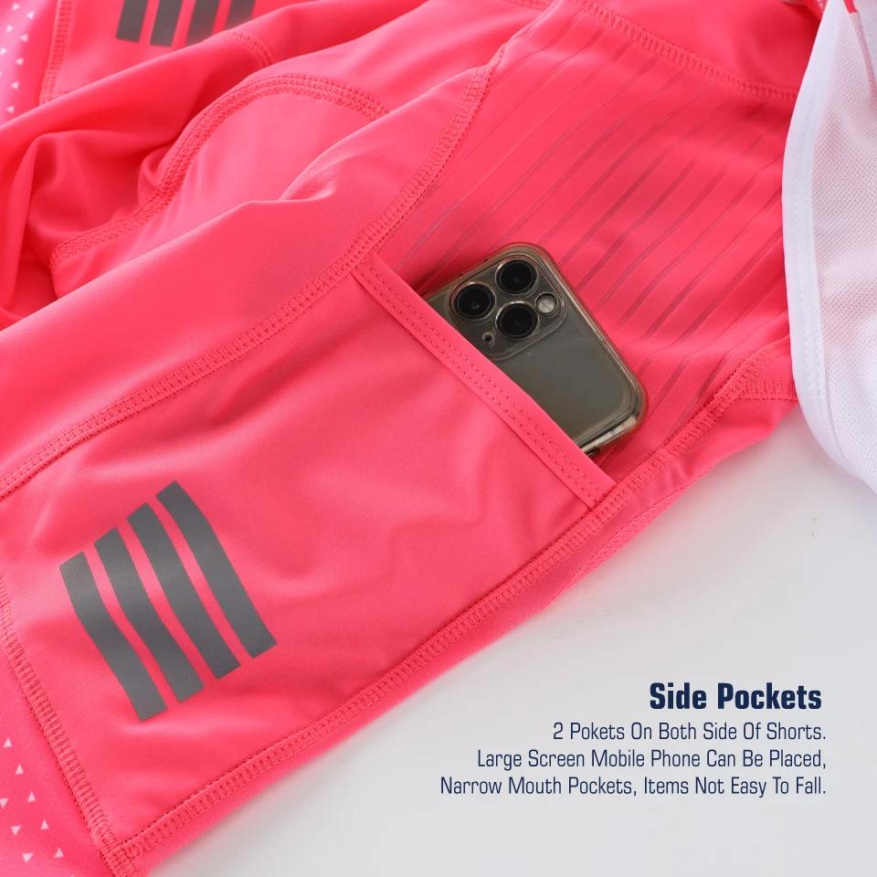 KEMALOCE-Cuissard à bretelles de cyclisme pour femme, rose uni et noir, short de vélo rembourré en g