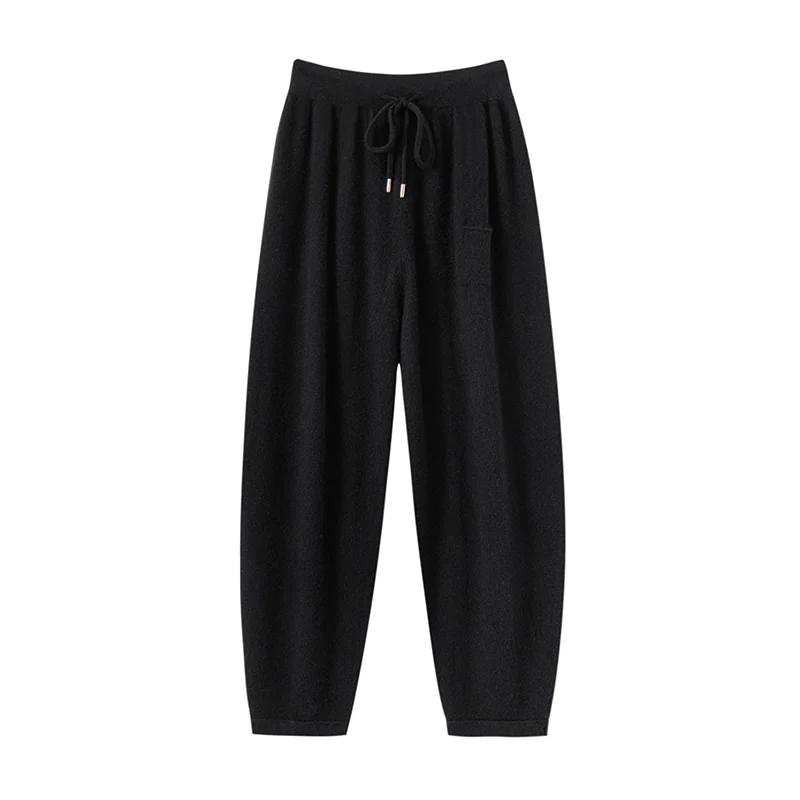 2025 automne hiver femmes 100% cachemire pantalons longs doux confortable taille haute tricoté panta