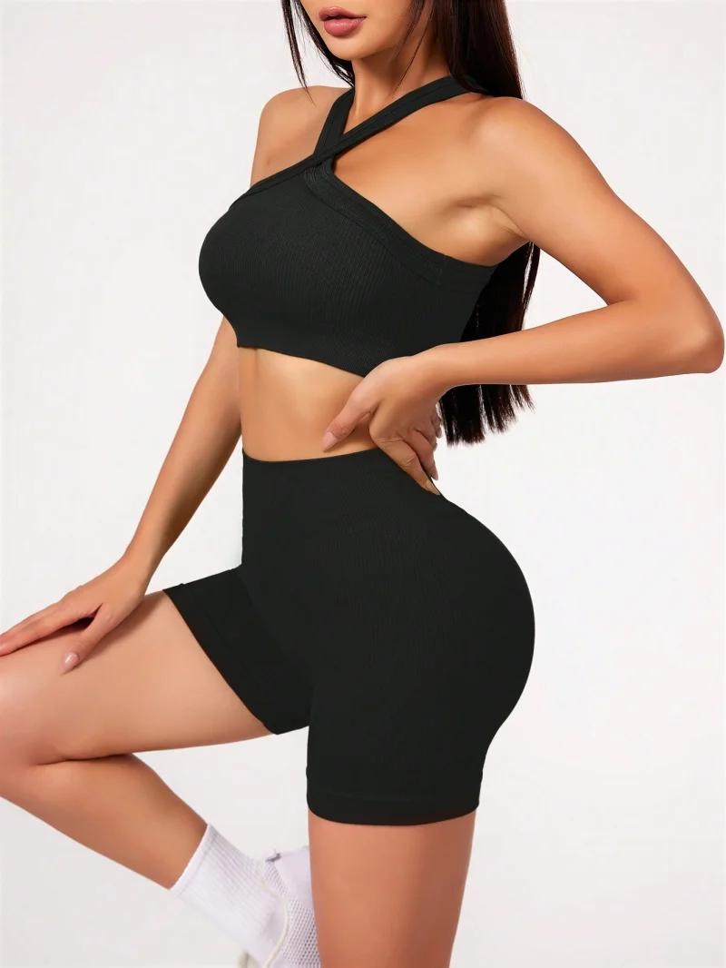 Ensemble de Yoga 2 pièces, sensation nue, vêtements d'entraînement pour femmes, Shorts de Yoga taill