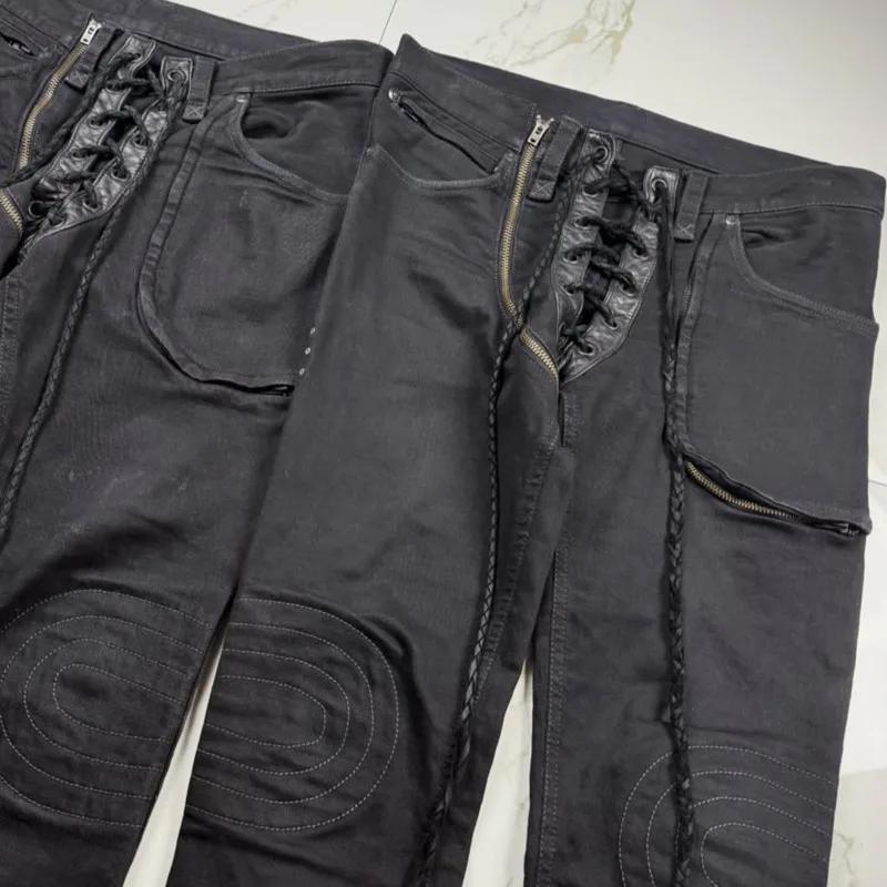 HKSH Nouvelle Collection Printemps-Automne Jean Homme Style Darkwear avec Cordon de Serrage, Sangle 