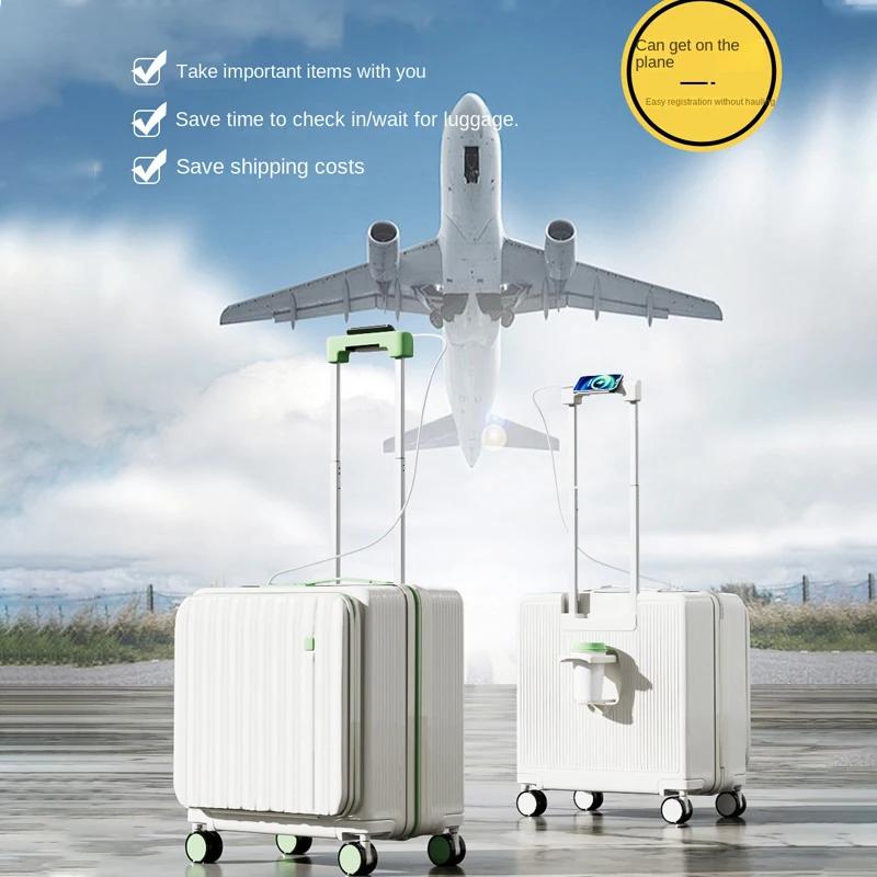 Valise de cabine 18/20 pouces à ouverture latérale, multifonctionnelle, portable, pour hommes et fem