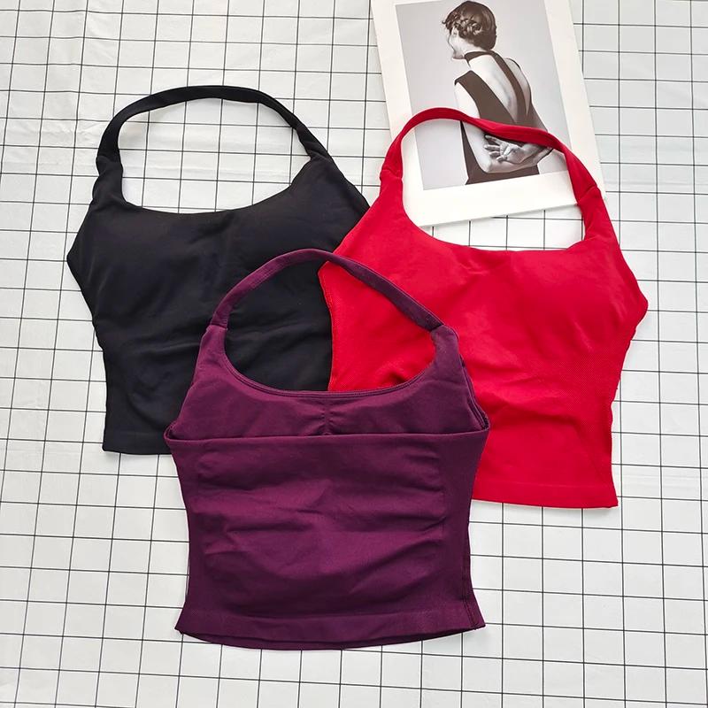 Bralette dos nu à col carré pour femmes, bretelles épaisses, coupe ajustée, coussinets amovibles, ha