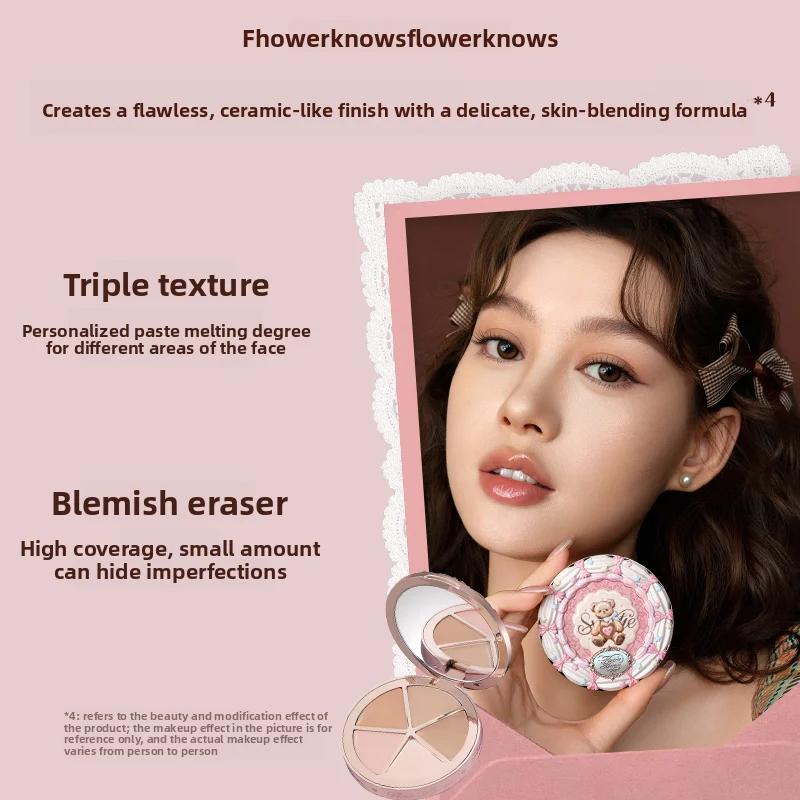 FLOWER KNOWS THE SWEETIE BEAR Palette anti-cernes 4 couleurs éclaircissante couvrant les cernes fond