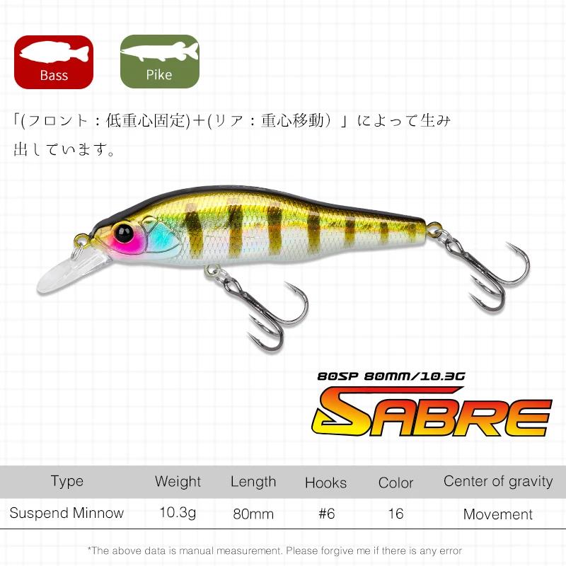 TSURINOYA 80SP suspendu vairon 80mm 10.3g leurre de pêche sabre longue coulée artificielle dur appât